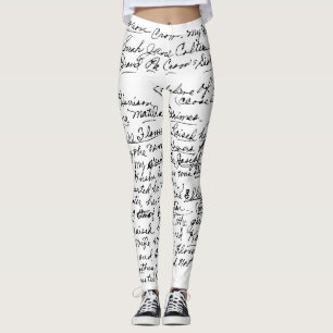 Minimal Handwriting Pattern – чорний рукописний пр Leggings