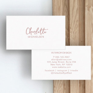Minimal, Handwriting, White-Brown Business Card