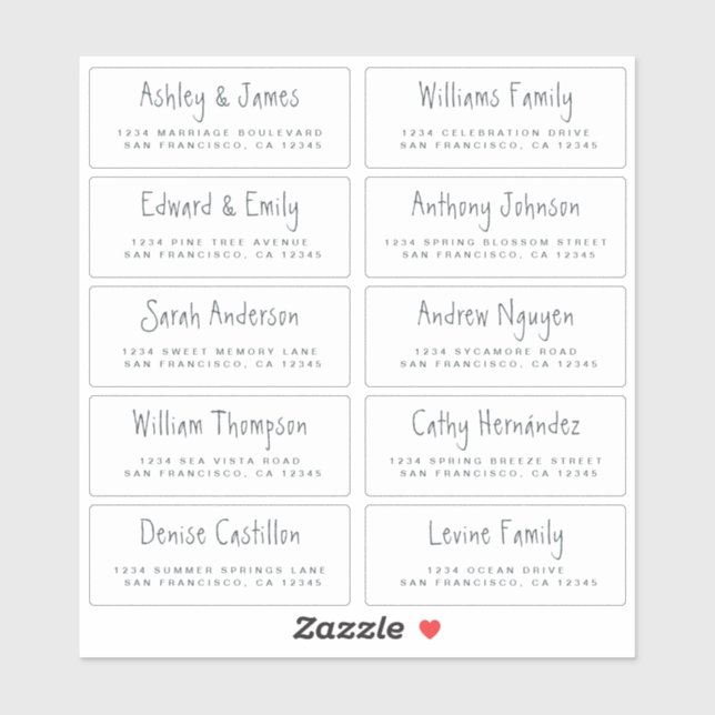 Minimal Handwritten Script Wedding Address Labels (Sheet)