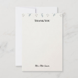 Minimal Hanging Leaf Wedding Thank You Card