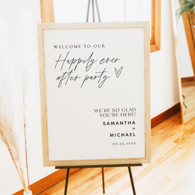 Minimal Happily Ever After Party Elopement Welcome Poster (Creator Uploaded)