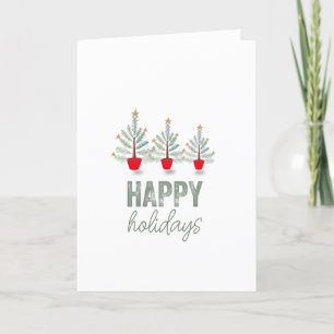 Minimal Happy Holidays Christmas Trees Holiday Card