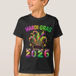 Minimal Happy Mardi Gras 2026 Jester T-Shirt