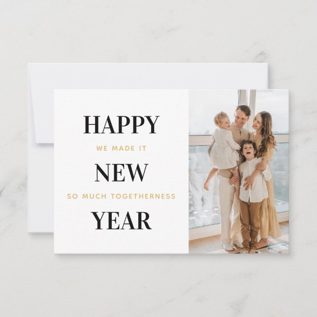 Minimal Happy New Year Photo Christmas Cards (Front)