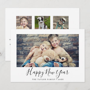 Minimal Happy New Year Year In Review Landscape Holiday Card