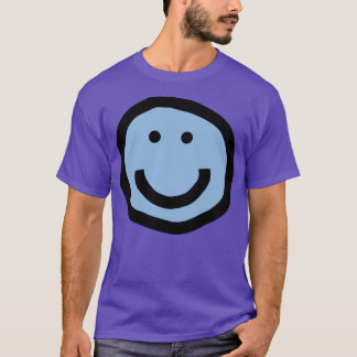 Minimal Happy Smiley Face Blue T-Shirt