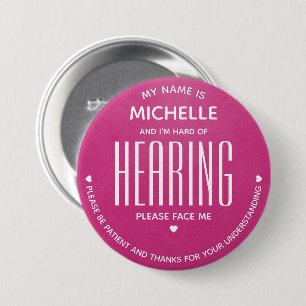Minimal Hard of Hearing Impaired Pink Special 7.5 Cm Round Badge