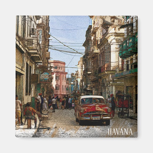 Minimal  Havana Cuba Vintage Retro City Magnet (Front)