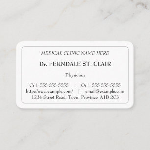 Minimal, Health Care Specialist Business Card