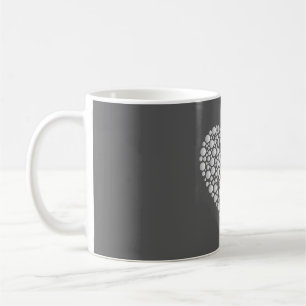 Minimal Heart Circles – White Gradient on Dark Coffee Mug