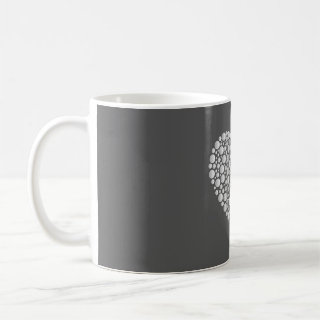 Minimal Heart Circles – White Gradient on Dark  Coffee Mug (Left)