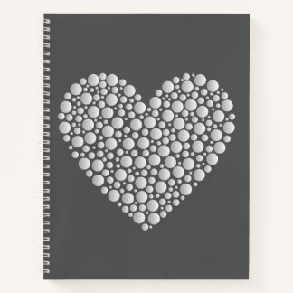 Minimal Heart Circles – White Gradient on Dark  Notebook