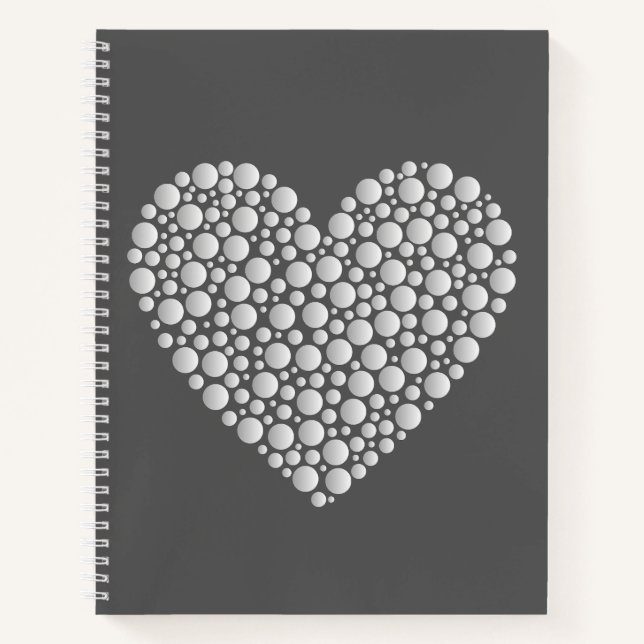 Minimal Heart Circles – White Gradient on Dark  Notebook (Front)