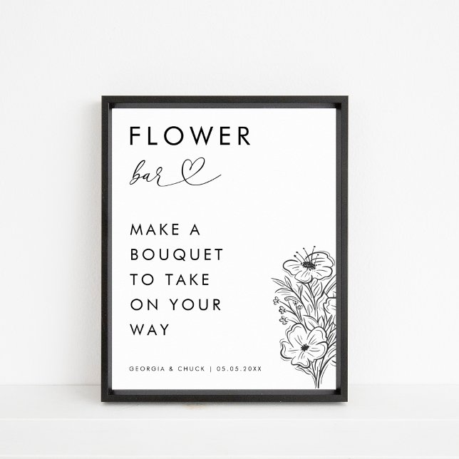 Minimal Heart Script Bloom Flower Bar Wedding Sign (Creator Uploaded)