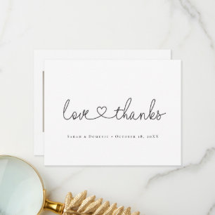 Minimal Heart Script Custom photo Love and Thanks  Thank You Card