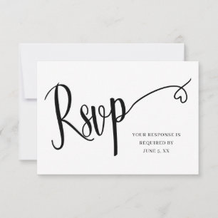 Minimal Heart Script Wedding Rsvp Card