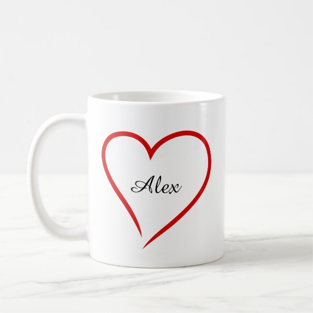 Minimal Heart with Custom Name – Personalized  Coffee Mug (Left)