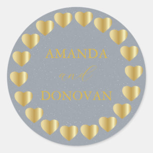 Minimal Hearts Dusty Blue Wedding Envelope Seal