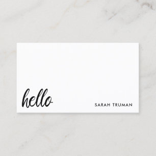 Minimal Hello   Modern Heart Clean Simple White  Business Card