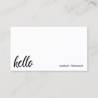 Minimal Hello | Modern Heart Clean Simple White  Business Card