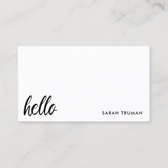 Minimal Hello | Modern Heart Clean Simple White  Business Card (Front)