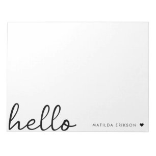 Minimal Hello Modern Heart Clean Simple White Notepad