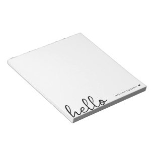Minimal Hello Modern Heart Clean Simple White Notepad