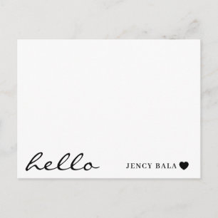 Minimal Hello Modern Heart Design Postcard