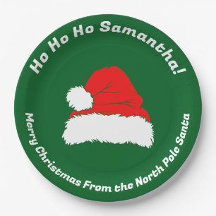 Minimal Ho ho ho Santa Merry Christmas Paper Plate