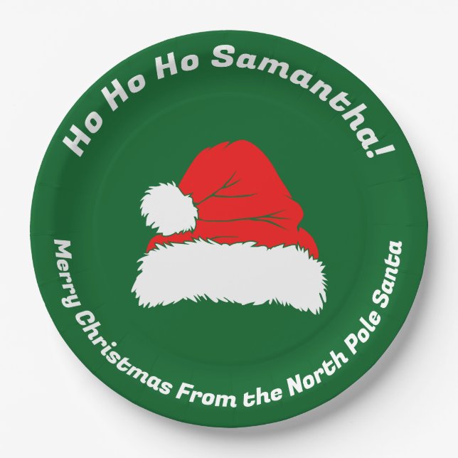 Minimal Ho ho ho Santa Merry Christmas Paper Plate (Front)