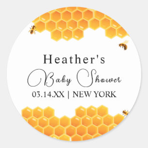 Minimal Honey Bumblebee Boy Baby Shower  Classic Round Sticker
