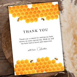 Minimal Honey Bumblebee Boy Baby Shower  Thank You Card