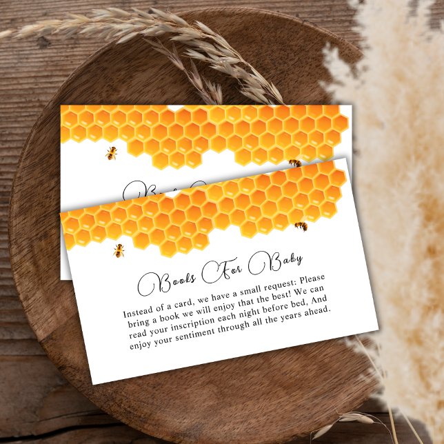 Minimal Honey Bumblebee Boy Books For Baby Shower  Enclosure Card (Minimal Honey Bumblebee Boy Books For Baby Shower Enclosure Card)