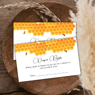 Minimal Honey Bumblebee Diaper Raffle Baby Shower Enclosure Card