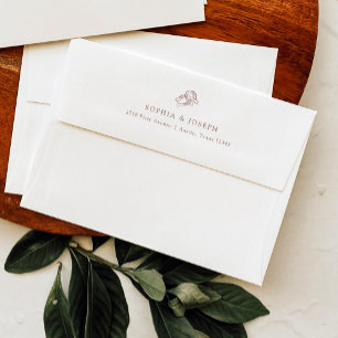 Minimal Horseshoe Rustic Brown and White Wedding Envelope