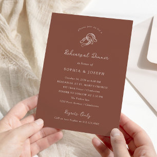 Minimal Horseshoe Rustic Brown Rehearsal Dinner Invitation