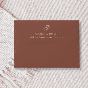 Minimal Horseshoe Rustic Brown Wedding Envelope