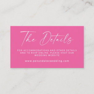 Minimal Hot Pink Modern Script Wedding QR Code Enclosure Card