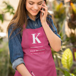 Minimal Hot Pink Modern Typographic Monogram Apron<br><div class="desc">A minimalist vertical design in an elegant style with a hot pink feature colour and large typographic initial monogram. The text can easily be customised for a design as unique as you are!</div>