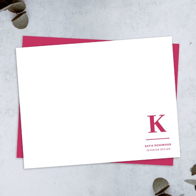 Minimal Hot Pink Modern Typographic Monogram Card (Creator Uploaded)