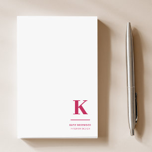 Minimal Hot Pink Modern Typographic Monogram Post-it Notes