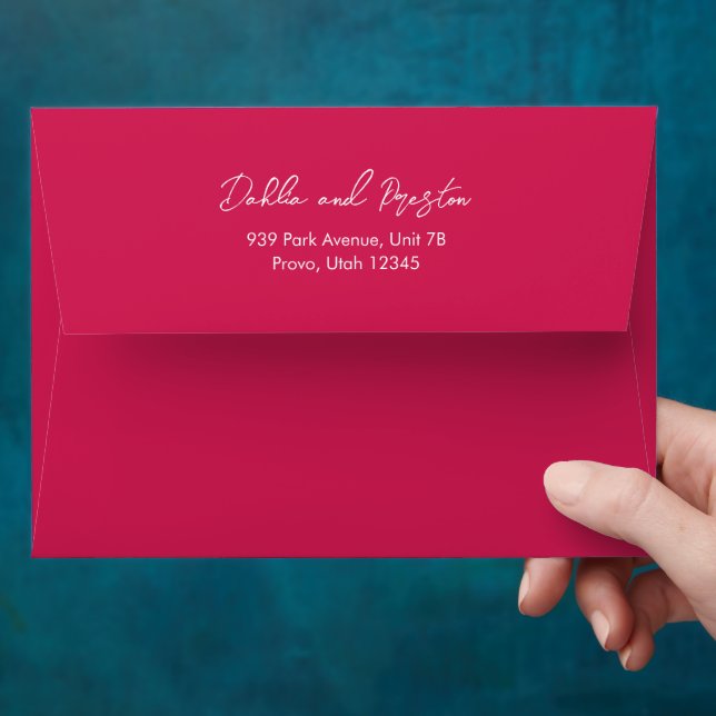 Minimal Hot Pink Modern Wedding Envelope (Hand)