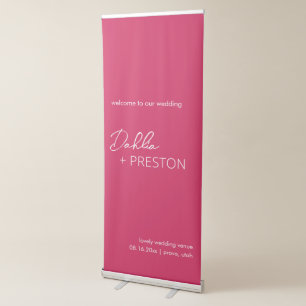 Minimal Hot Pink Modern Wedding Retractable Banner