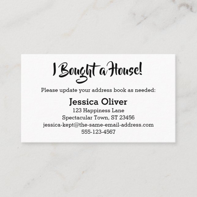 Minimal "I Bought a House!" Card on Editable White (Front)