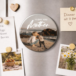 Minimal I love you mother photo replace her gift Magnet