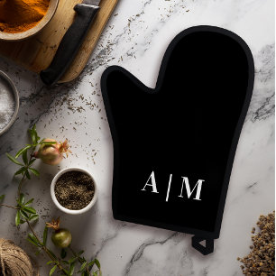 Minimal Initial Black Oven Mitt