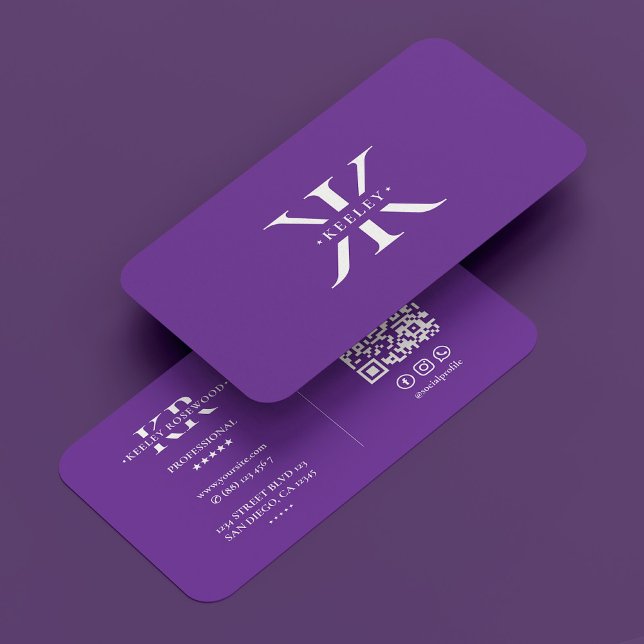 Minimal Initial Monogram Professional Royal Purple Business Card (Minimal Initial Monogram Professional Royal Purple Business Card
)