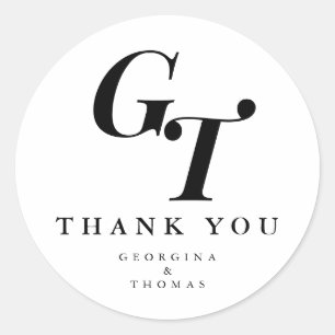 Minimal Initials   Modern Elegant Chic Wedding Classic Round Sticker