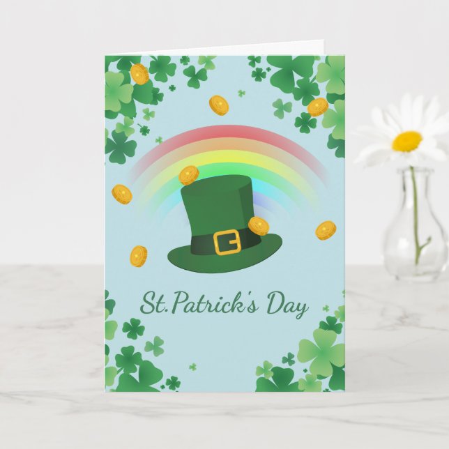 Minimal irish clover hat card (Small Plant)