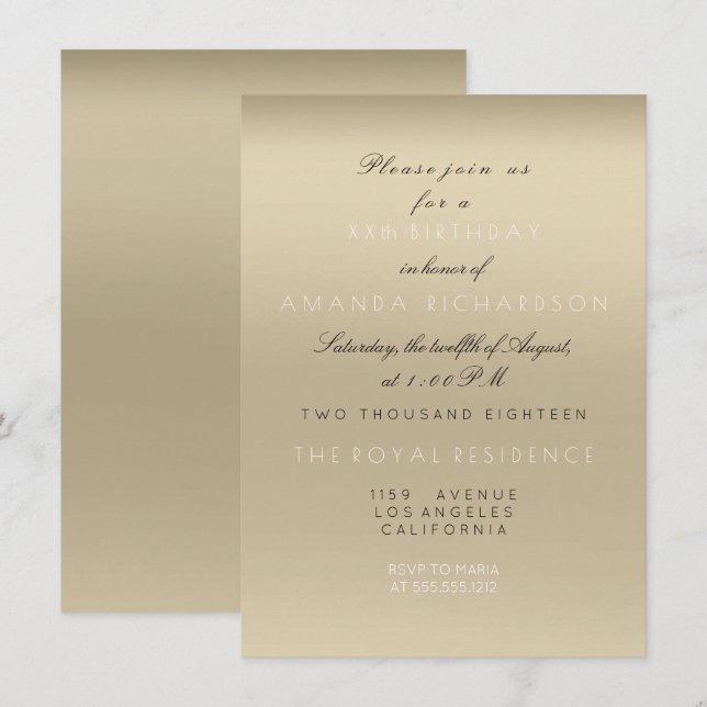 Minimal Ivory Beige Ombre Bridal Shower Birthday Invitation (Front/Back)